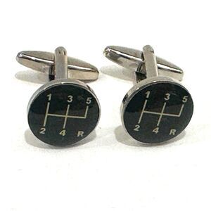 3D Black Manual Gear Shifter Cufflinks – 6-Speed Shift Patter